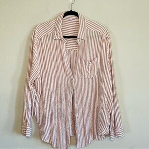 Jane & Delancey woman’s Striped Button-Up Shirt XL business casual lagenlook